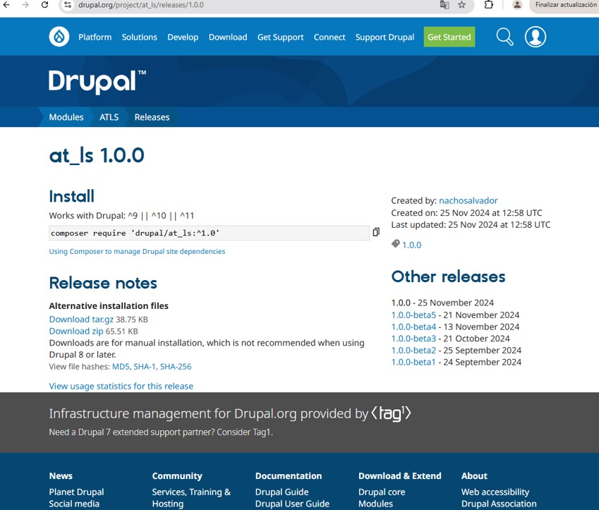 Pantalla de descarga.