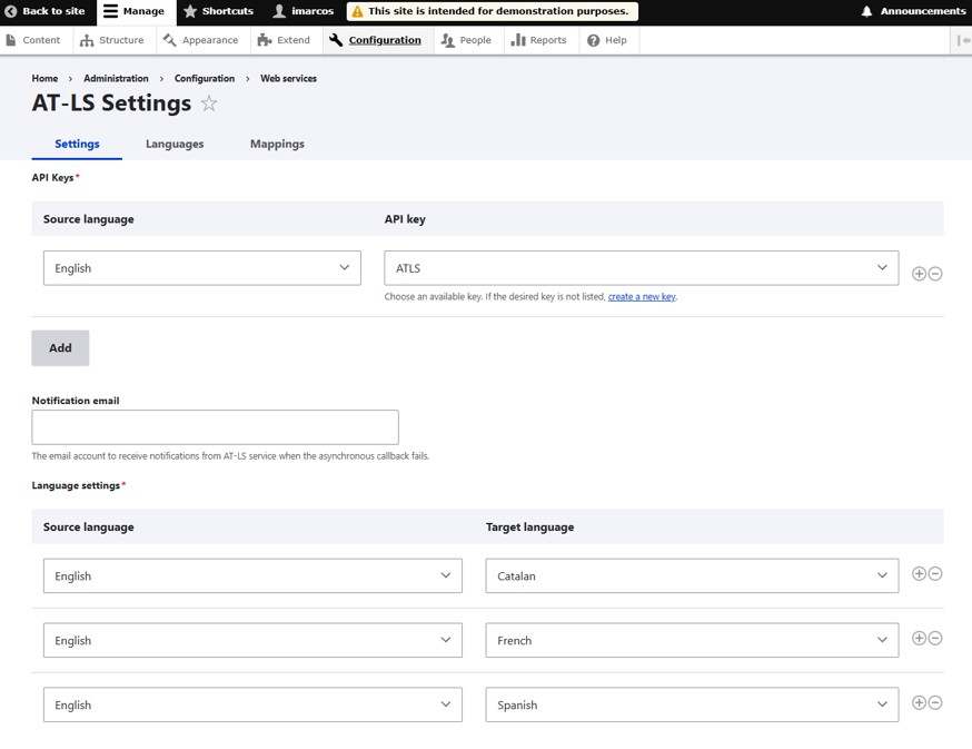 Idiomas de traducción.