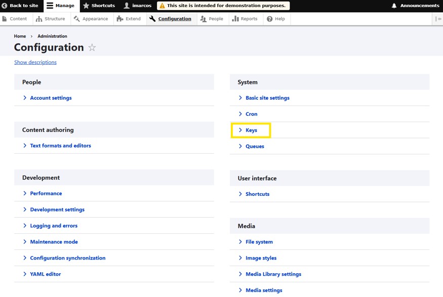 Configuracion de la clave.