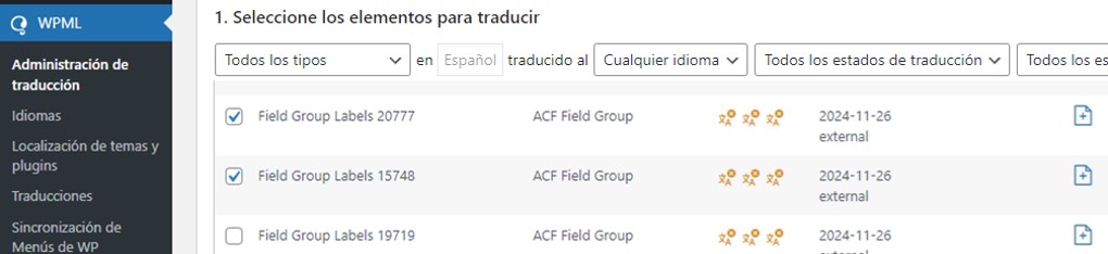 Seleccionar elementos.