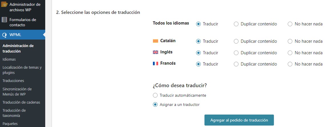 Seleccionar idiomas.
